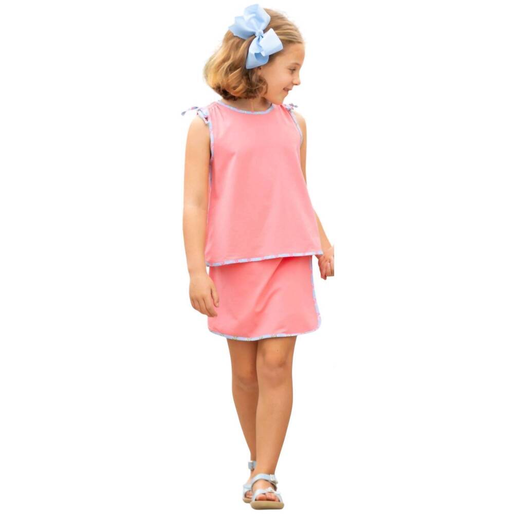 NEW SHRIMP AND GRITS KIDS girls bouquet skort set in coral